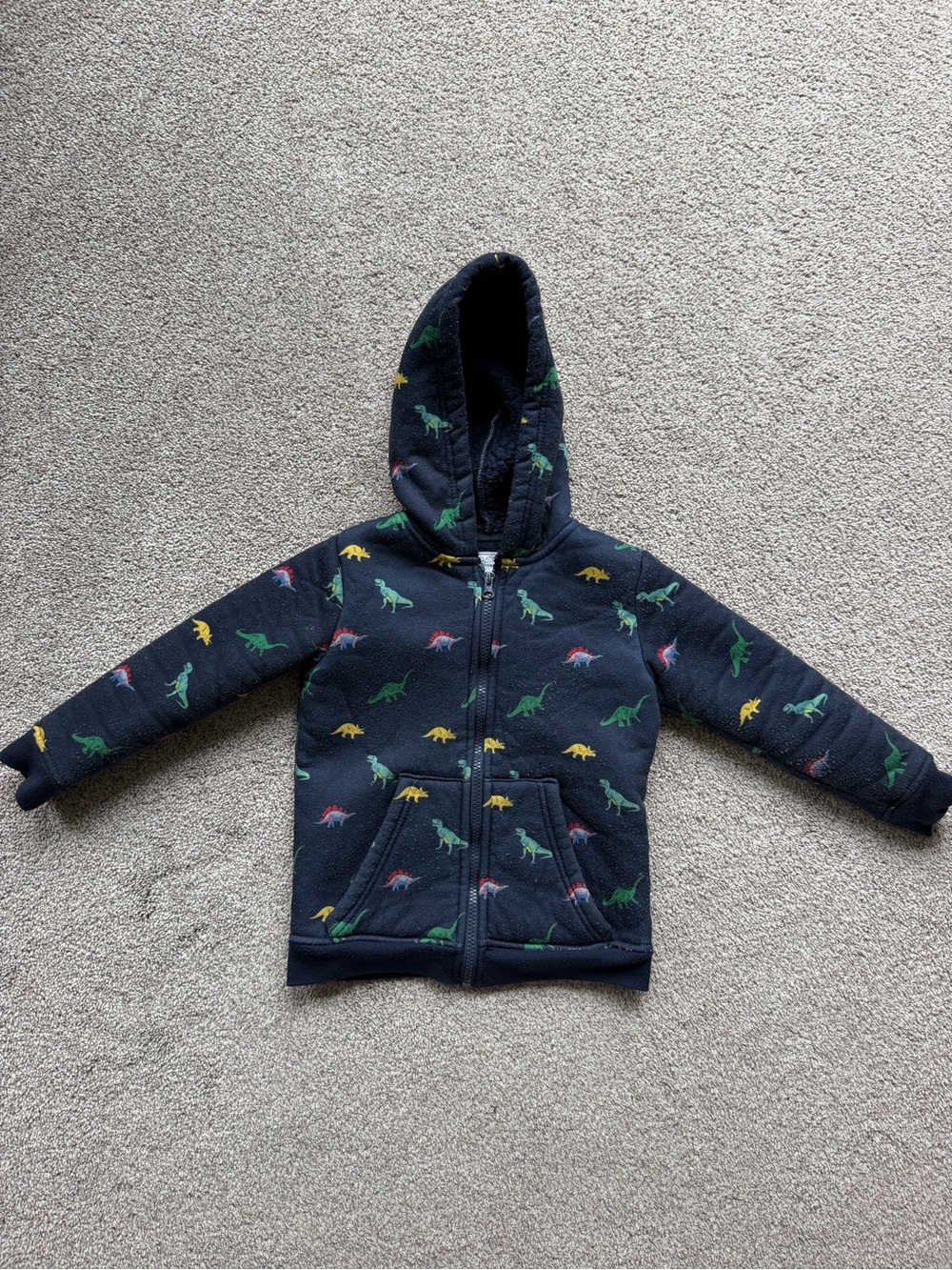 Free Planet Navy Hoodie with Multicolor Dinosaur Print